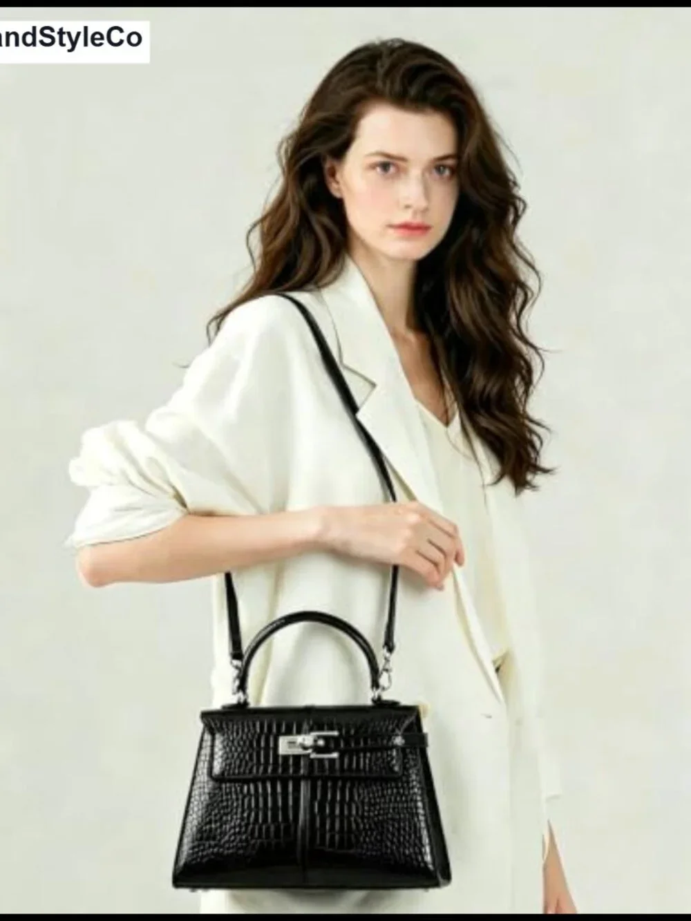 Vegan Leather Top Handle Satchel Crossbody Bag with Detachable Strap